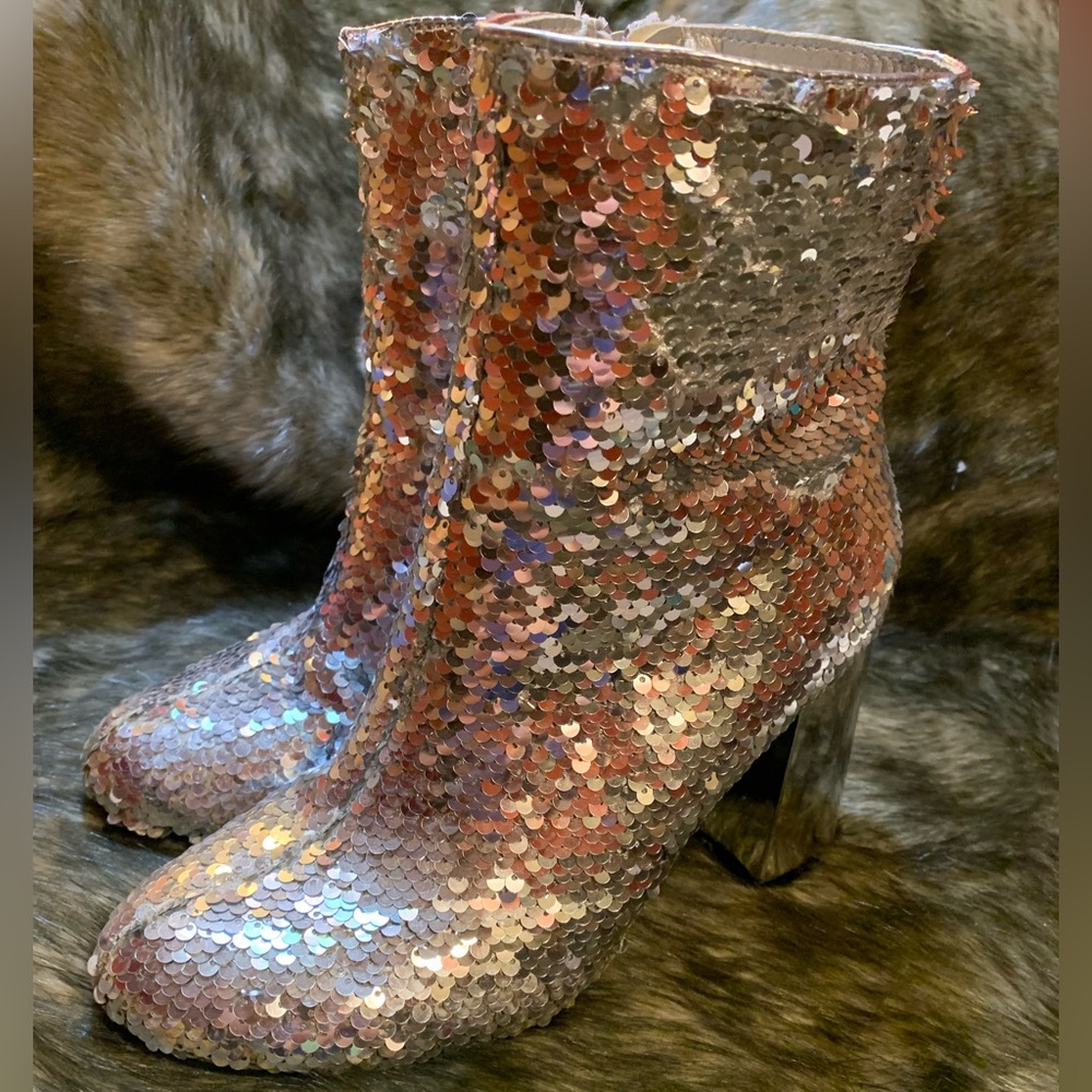 Silver sequined boots